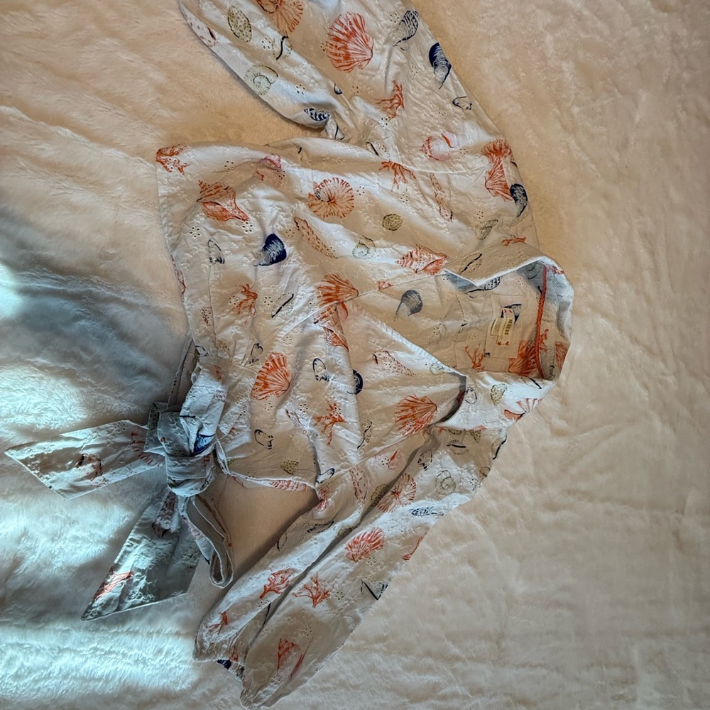 Maeve by Anthropologie Seashell Print Kimono Wrap Top